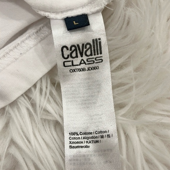 Roberto Cavalli Cotton Logo Black & White Tee - Picture 12 of 13